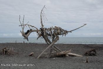 Driftwood art at Hokitika